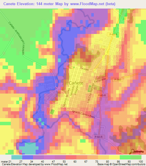 Canete,Chile Elevation Map