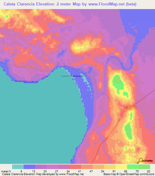 Caleta Clarencia,Chile Elevation Map