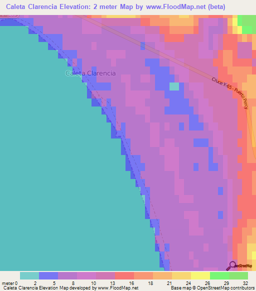 Caleta Clarencia,Chile Elevation Map