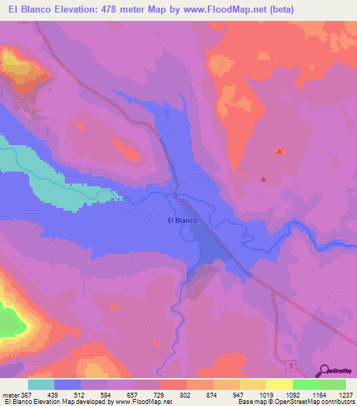 El Blanco,Chile Elevation Map