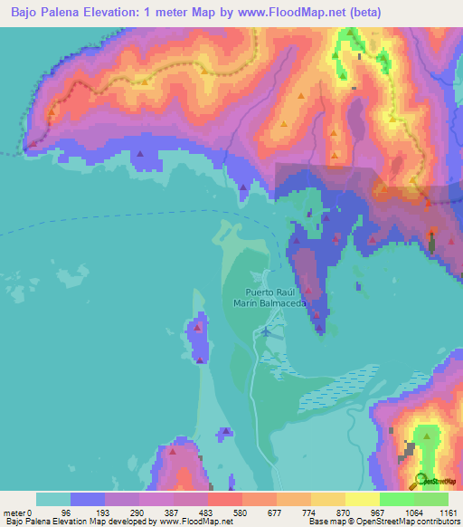 Bajo Palena,Chile Elevation Map