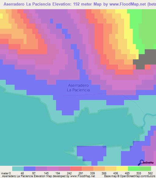 Aserradero La Paciencia,Chile Elevation Map