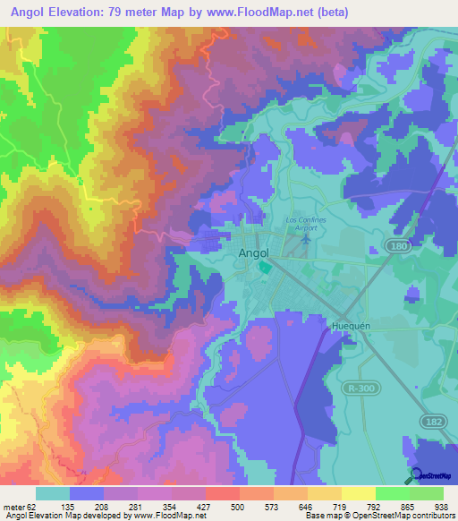 Angol,Chile Elevation Map