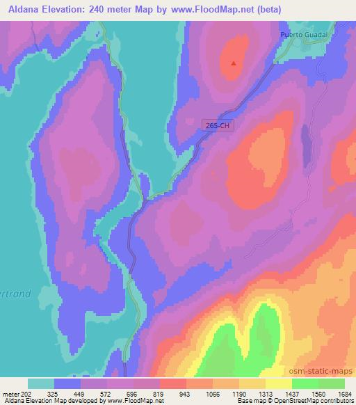 Aldana,Chile Elevation Map