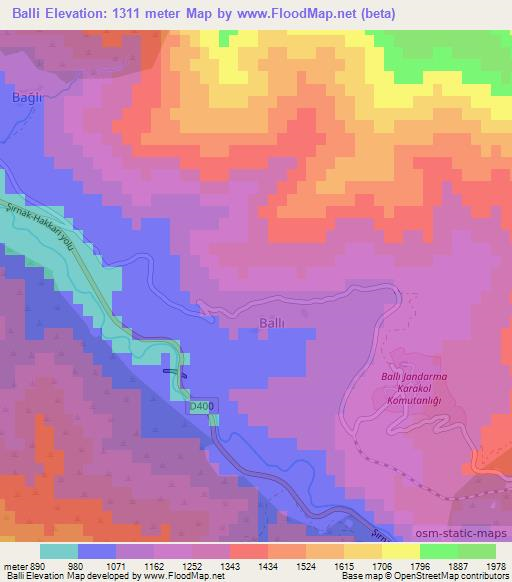 Balli,Turkey Elevation Map