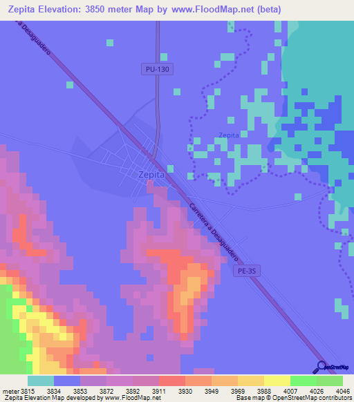 Zepita,Peru Elevation Map
