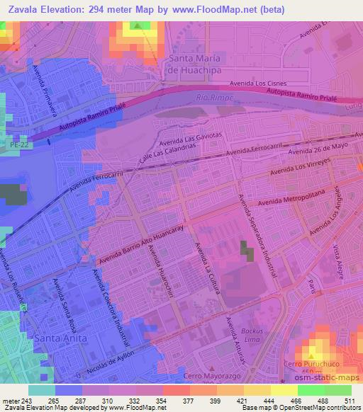 Zavala,Peru Elevation Map