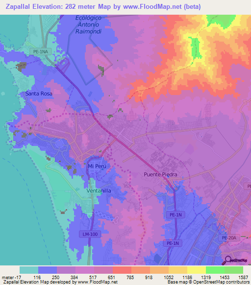 Zapallal,Peru Elevation Map