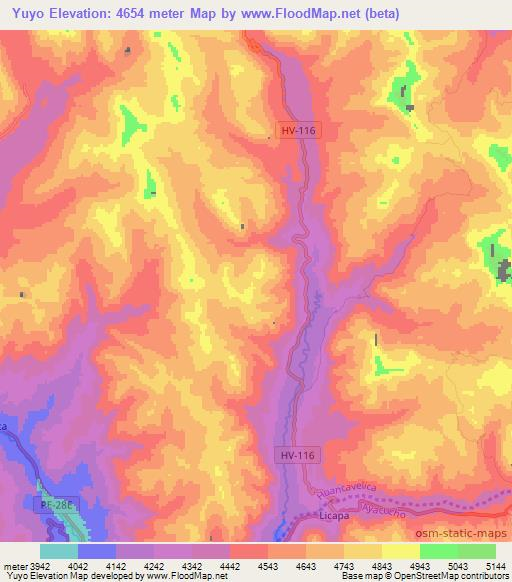 Yuyo,Peru Elevation Map