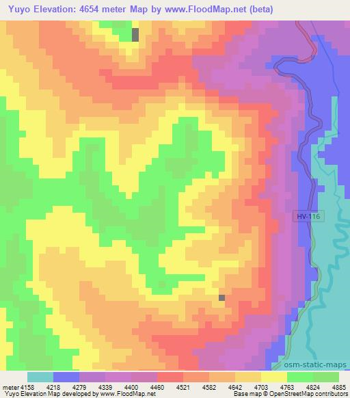 Yuyo,Peru Elevation Map