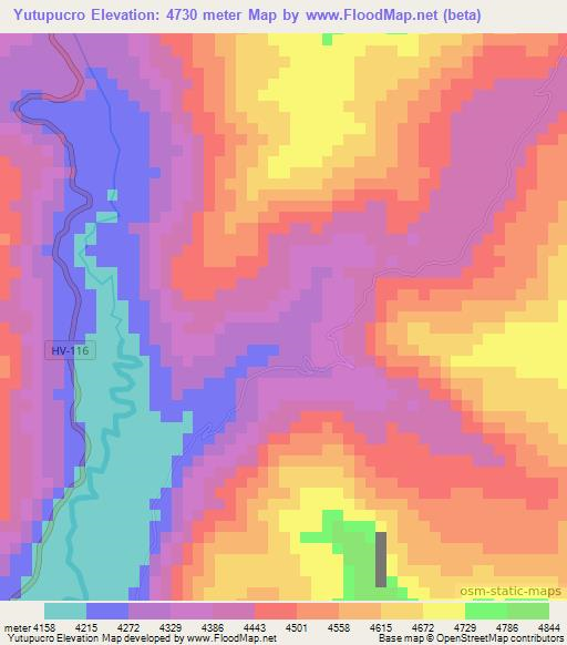 Yutupucro,Peru Elevation Map