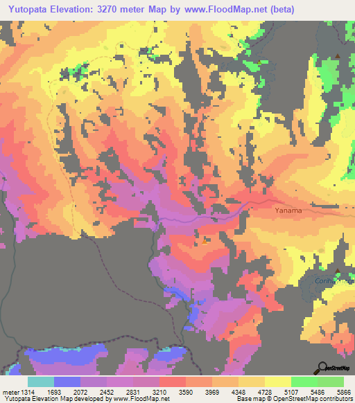 Yutopata,Peru Elevation Map