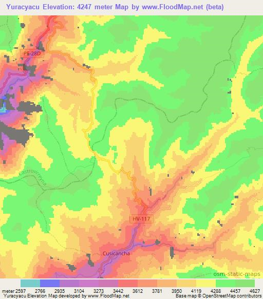 Yuracyacu,Peru Elevation Map