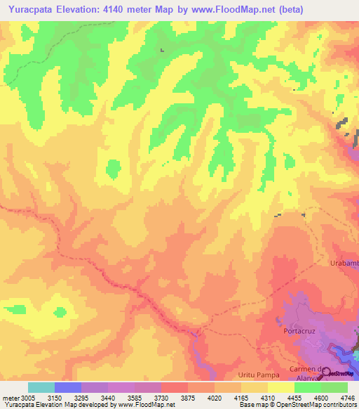 Yuracpata,Peru Elevation Map