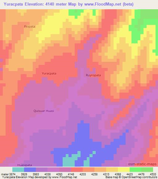 Yuracpata,Peru Elevation Map