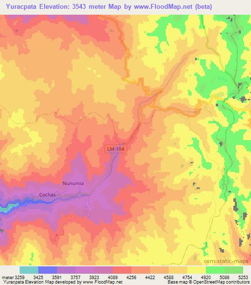 Yuracpata,Peru Elevation Map