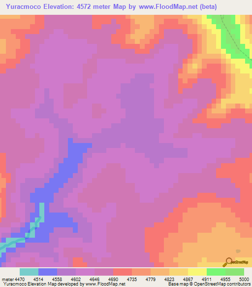 Yuracmoco,Peru Elevation Map