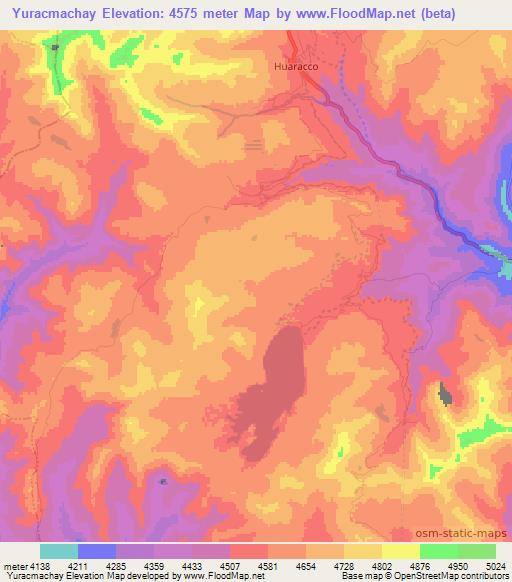 Yuracmachay,Peru Elevation Map