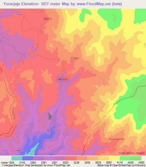 Yuracjaja,Peru Elevation Map