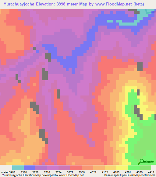 Yurachuayjocha,Peru Elevation Map