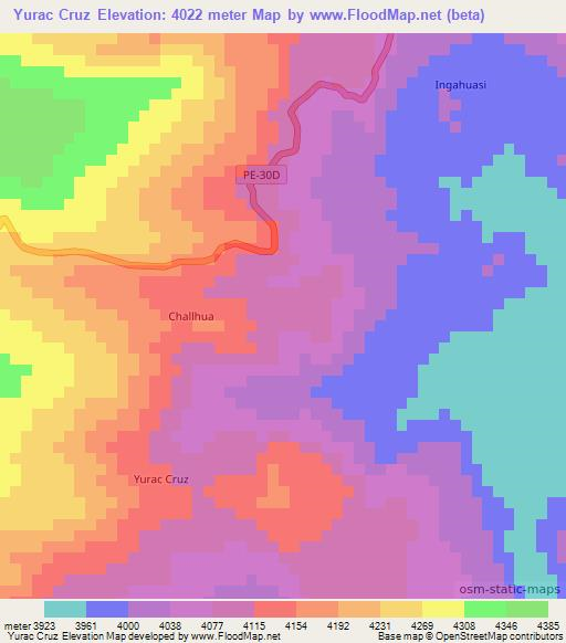 Yurac Cruz,Peru Elevation Map