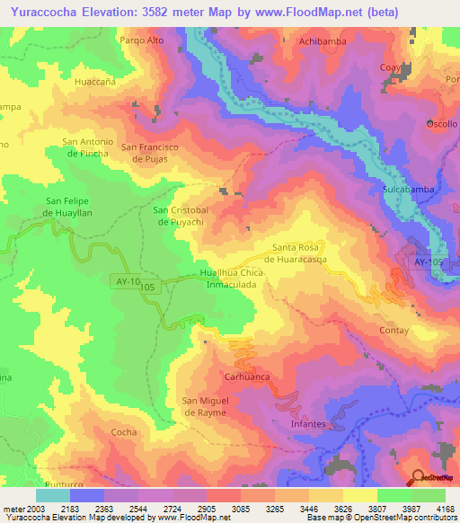 Yuraccocha,Peru Elevation Map