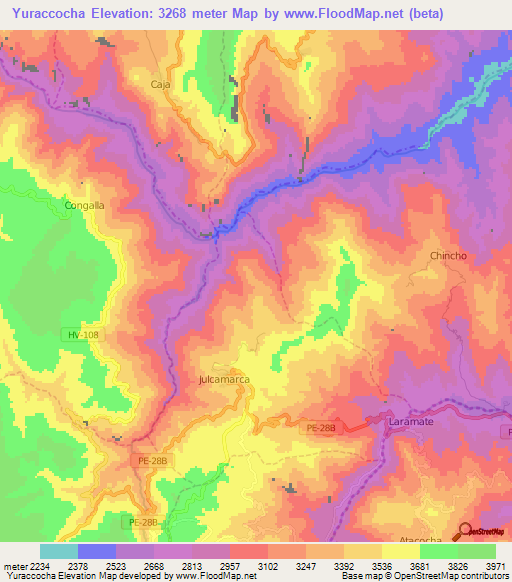 Yuraccocha,Peru Elevation Map