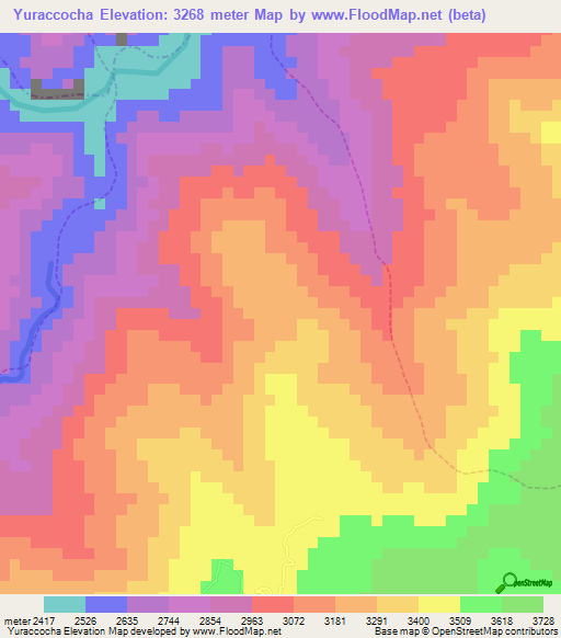 Yuraccocha,Peru Elevation Map