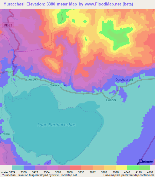 Yuracchasi,Peru Elevation Map