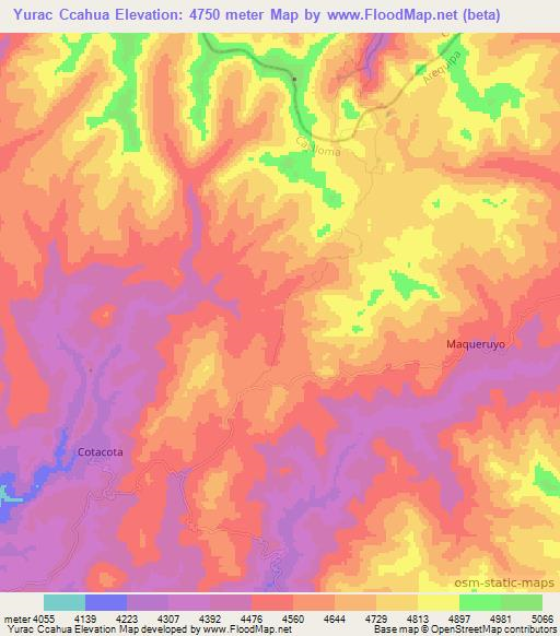 Yurac Ccahua,Peru Elevation Map