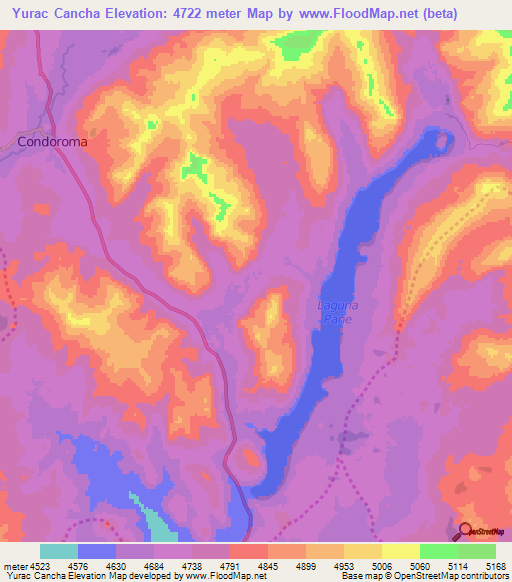 Yurac Cancha,Peru Elevation Map