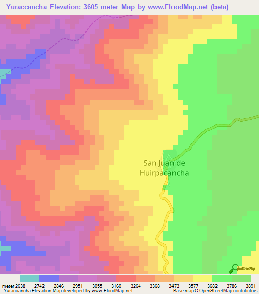 Yuraccancha,Peru Elevation Map