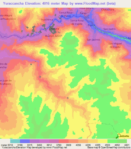 Yuraccancha,Peru Elevation Map