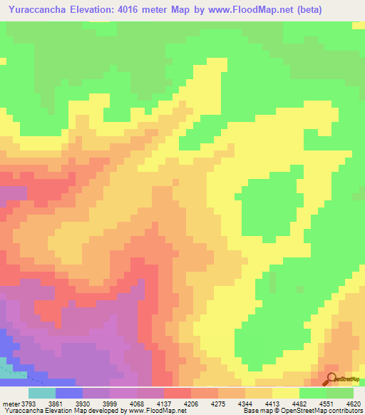 Yuraccancha,Peru Elevation Map