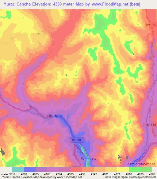 Yurac Cancha,Peru Elevation Map