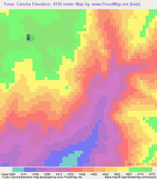 Yurac Cancha,Peru Elevation Map