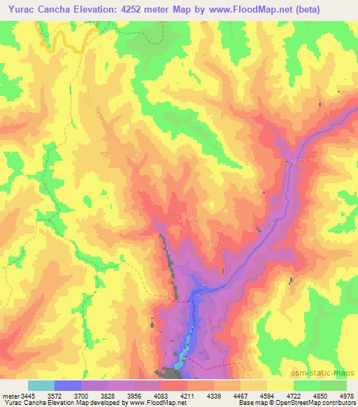 Yurac Cancha,Peru Elevation Map