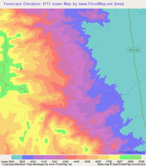 Yuraccaca,Peru Elevation Map