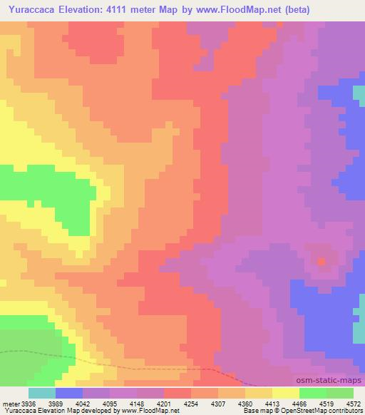 Yuraccaca,Peru Elevation Map