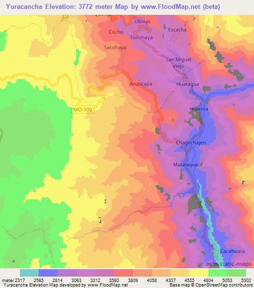 Yuracancha,Peru Elevation Map