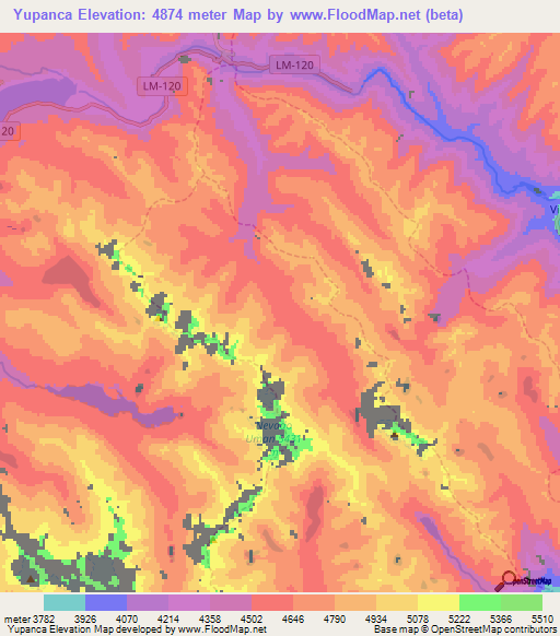 Yupanca,Peru Elevation Map