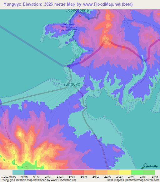 Yunguyo,Peru Elevation Map