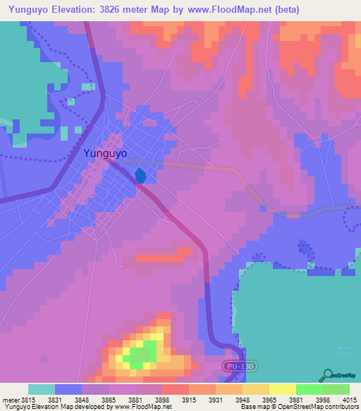 Yunguyo,Peru Elevation Map