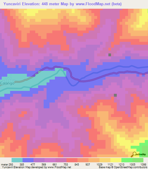 Yuncaviri,Peru Elevation Map