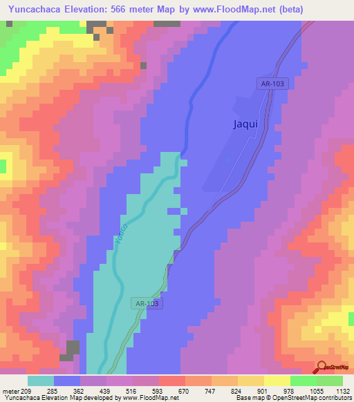 Yuncachaca,Peru Elevation Map
