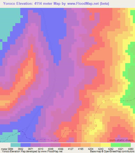 Yoroco,Peru Elevation Map