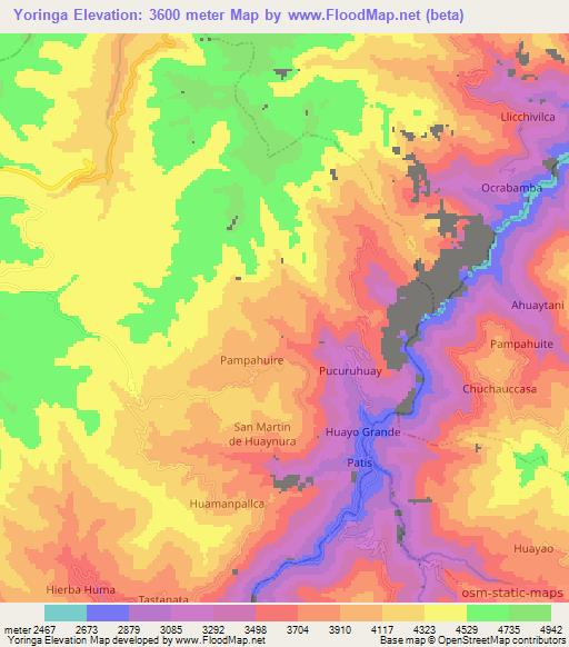 Yoringa,Peru Elevation Map