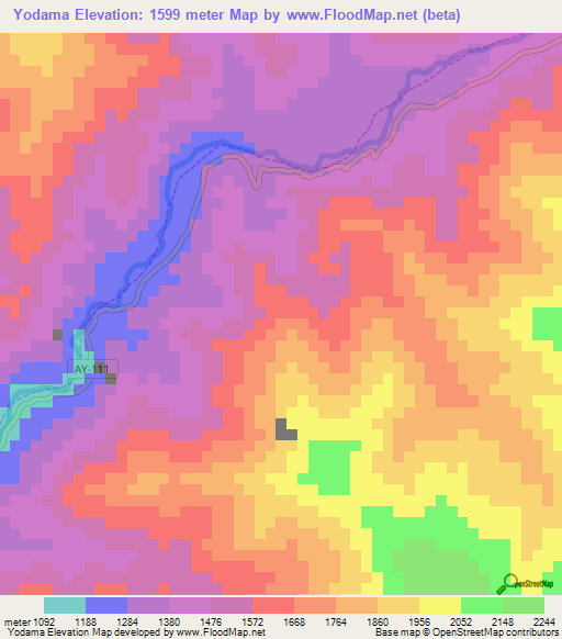 Yodama,Peru Elevation Map