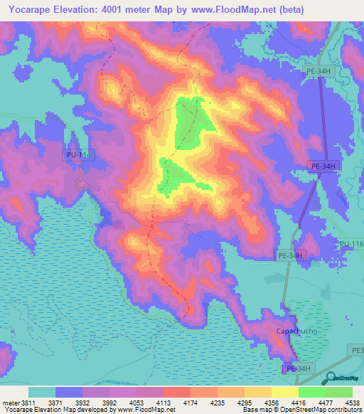 Yocarape,Peru Elevation Map
