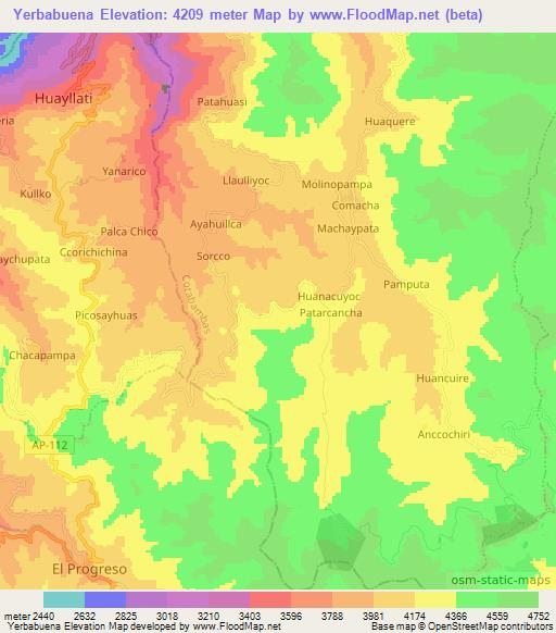 Yerbabuena,Peru Elevation Map